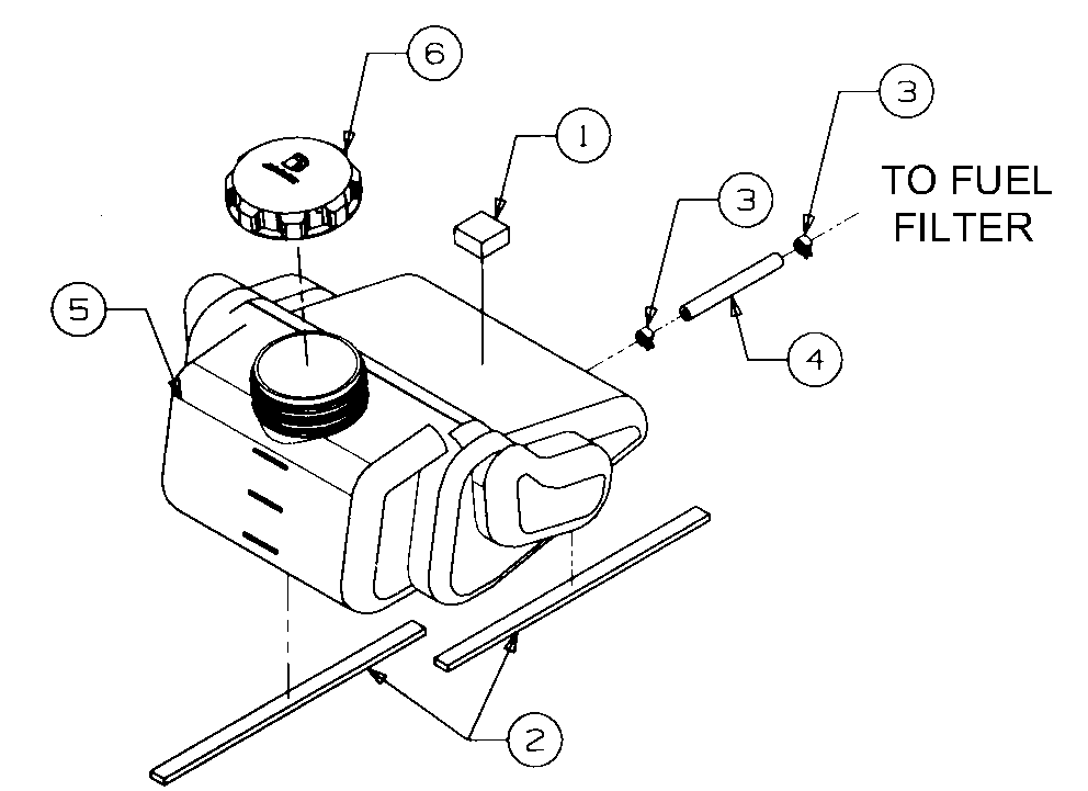Fuel Tank Diagram and Parts List for 2518-44 13A208L100-13B288L100 Cub Cadet Lawn Tractor